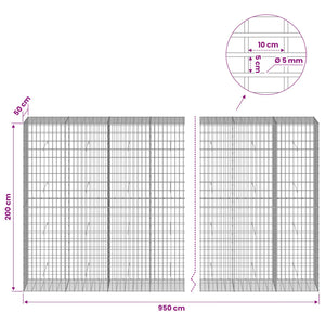 Γκαμπιόν με σύρμα 5 mm και πλέγμα 5x10 cm 950x50x200 εκ - Pakobazaar