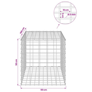 Γκαμπιόν με σύρμα 5 mm και πλέγμα 5x10 cm 50x100x50 εκ - Pakobazaar