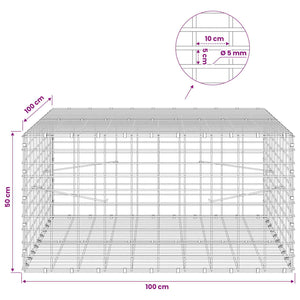 Γκαμπιόν με σύρμα 5 mm και πλέγμα 5x10 cm 100x100x50 εκ - Pakobazaar