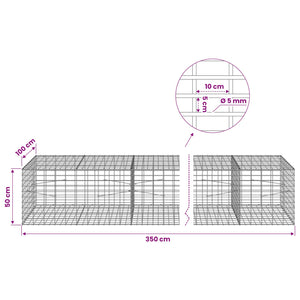 Γκαμπιόν με σύρμα 5 mm και πλέγμα 5x10 cm 350x100x50 εκ. - Pakobazaar