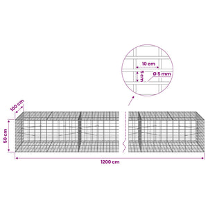 Γκαμπιόν με σύρμα 5 mm και πλέγμα 5x10 cm 1200x100x50 εκ