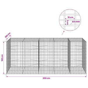 Γκαμπιόν με σύρμα 5 mm και πλέγμα 5x10 cm 250x100x100 εκ.