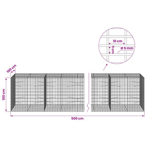 Γκαμπιόν με σύρμα 5 mm και πλέγμα 5x10 cm 500x100x100 εκ - Pakobazaar
