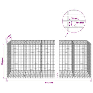 Γκαμπιόν με σύρμα 5 mm και πλέγμα 5x10 cm 550x100x100 εκ - Pakobazaar