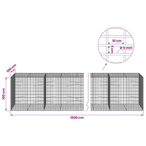 Γκαμπιόν με σύρμα 5 mm και πλέγμα 5x10 cm 1000x100x100 εκ. - Pakobazaar