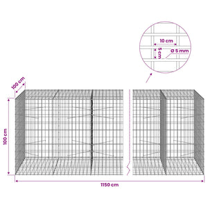 Γκαμπιόν με σύρμα 5 mm και πλέγμα 5x10 cm 1150x100x100 εκ. - Pakobazaar