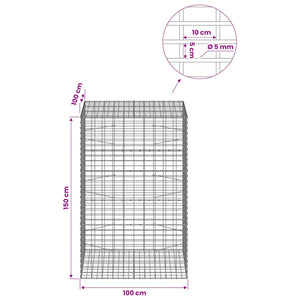 Γκαμπιόν με σύρμα 5 mm και πλέγμα 5x10 cm 100x100x150 εκ