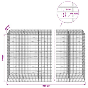 Γκαμπιόν με σύρμα 5 mm και πλέγμα 5x10 cm 1150x100x150 εκ.