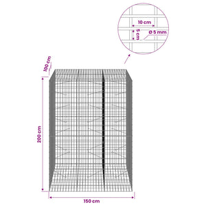 Γκαμπιόν με σύρμα 5 mm και πλέγμα 5x10 cm 150x100x200 εκ.