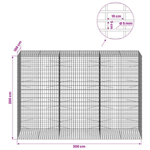 Γκαμπιόν με σύρμα 5 mm και πλέγμα 5x10 cm 300x100x200 εκ - Pakobazaar