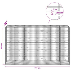 Γκαμπιόν με σύρμα 5 mm και πλέγμα 5x10 cm 350x100x200 εκ. - Pakobazaar
