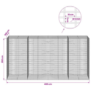 Γκαμπιόν με σύρμα 5 mm και πλέγμα 5x10 cm 400x100x200 εκ - Pakobazaar