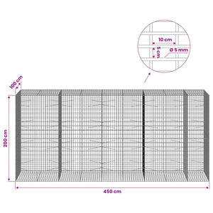 Γκαμπιόν με σύρμα 5 mm και πλέγμα 5x10 cm 450x100x200 εκ - Pakobazaar