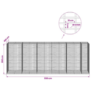 Γκαμπιόν με σύρμα 5 mm και πλέγμα 5x10 cm 550x100x200 εκ. - Pakobazaar