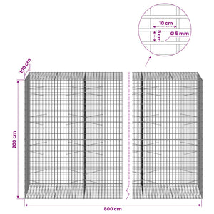 Γκαμπιόν με σύρμα 5 mm και πλέγμα 5x10 cm 800x100x200 εκ - Pakobazaar