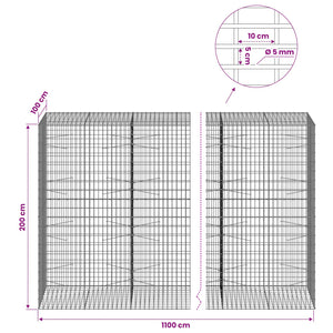 Γκαμπιόν με σύρμα 5 mm και πλέγμα 5x10 cm 1100x100x200 εκ