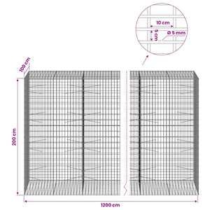 Γκαμπιόν με σύρμα 5 mm και πλέγμα 5x10 cm 1200x100x200 εκ. - Pakobazaar