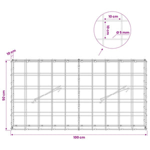 Γκαμπιόν με σύρμα 5 mm και πλέγμα 10x10 cm 100x10x50 εκ - Pakobazaar