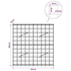 Γκαμπιόν με σύρμα 5 mm και πλέγμα 10x10 cm 100x10x100 εκ. - Pakobazaar