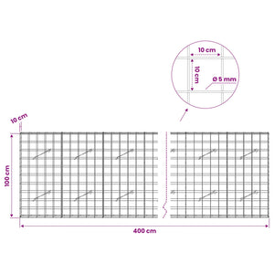 Γκαμπιόν με σύρμα 5 mm και πλέγμα 10x10 cm 400x10x100 εκ - Pakobazaar