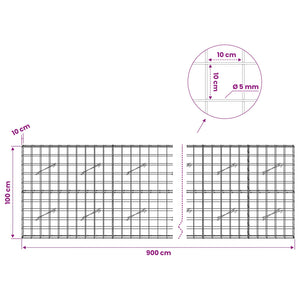 Γκαμπιόν με σύρμα 5 mm και πλέγμα 10x10 cm 900x10x100 εκ - Pakobazaar