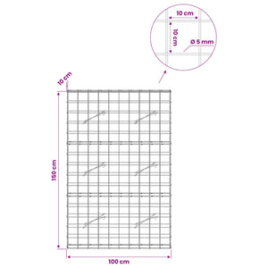 Γκαμπιόν με σύρμα 5 mm και πλέγμα 10x10 cm 100x10x150 εκ - Pakobazaar