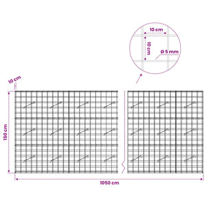 Γκαμπιόν με σύρμα 5 mm και πλέγμα 10x10 cm 1050x10x150 εκ - Pakobazaar