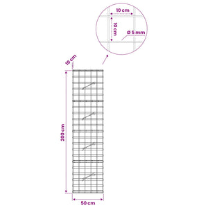 Γκαμπιόν με σύρμα 5 mm και πλέγμα 10x10 cm 50x10x200 εκ - Pakobazaar