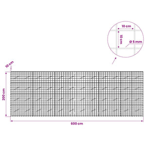 Γκαμπιόν με σύρμα 5 mm και πλέγμα 10x10 cm 600x10x200 εκ - Pakobazaar