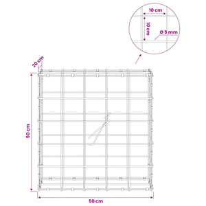 Γκαμπιόν με σύρμα 5 mm και πλέγμα 10x10 cm 50x20x50 εκ - Pakobazaar