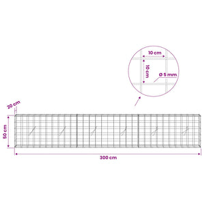 Γκαμπιόν με σύρμα 5 mm και πλέγμα 10x10 cm 300x20x50 εκ - Pakobazaar
