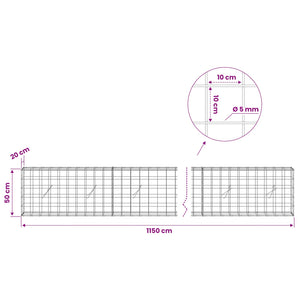 Γκαμπιόν με σύρμα 5 mm και πλέγμα 10x10 cm 1150x20x50 εκ - Pakobazaar