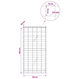 Γκαμπιόν με σύρμα 5 mm και πλέγμα 10x10 cm 50x20x100 εκ - Pakobazaar