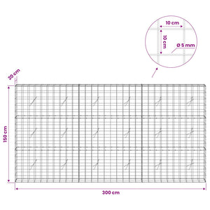 Γκαμπιόν με σύρμα 5 mm και πλέγμα 10x10 cm 300x20x150 εκ - Pakobazaar