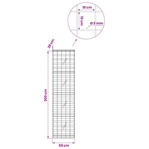 Γκαμπιόν με σύρμα 5 mm και πλέγμα 10x10 cm 50x20x200 εκ - Pakobazaar