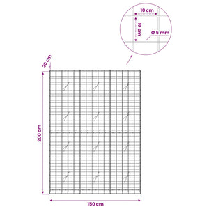 Γκαμπιόν με σύρμα 5 mm και πλέγμα 10x10 cm 150x20x200 εκ - Pakobazaar