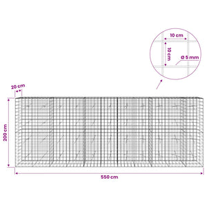 Γκαμπιόν με σύρμα 5 mm και πλέγμα 10x10 cm 550x20x200 εκ - Pakobazaar