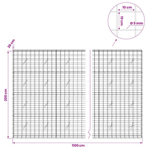 Γκαμπιόν με σύρμα 5 mm και πλέγμα 10x10 cm 1100x20x200 εκ - Pakobazaar