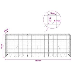 Γκαμπιόν με σύρμα 5 mm και πλέγμα 10x10 cm 150x30x50 εκ - Pakobazaar