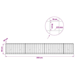 Γκαμπιόν με σύρμα 5 mm και πλέγμα 10x10 cm 350x30x50 εκ - Pakobazaar