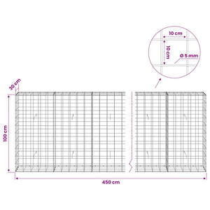 Γκαμπιόν με σύρμα 5 mm και πλέγμα 10x10 cm 450x30x100 εκ - Pakobazaar