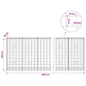 Γκαμπιόν με σύρμα 5 mm και πλέγμα 10x10 cm 1050x30x100 εκ - Pakobazaar