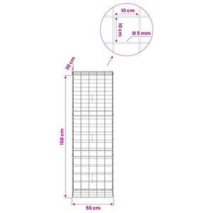 Γκαμπιόν με σύρμα 5 mm και πλέγμα 10x10 cm 50x30x150 εκ - Pakobazaar