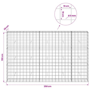 Γκαμπιόν με σύρμα 5 mm και πλέγμα 10x10 cm 250x30x150 εκ - Pakobazaar