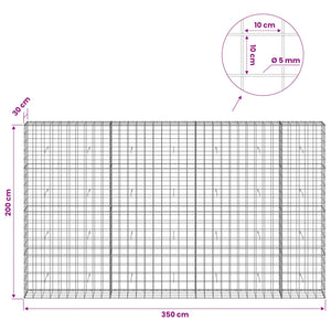 Γκαμπιόν με σύρμα 5 mm και πλέγμα 10x10 cm 350x30x200 εκ - Pakobazaar