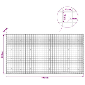 Γκαμπιόν με σύρμα 5 mm και πλέγμα 10x10 cm 400x30x200 εκ - Pakobazaar