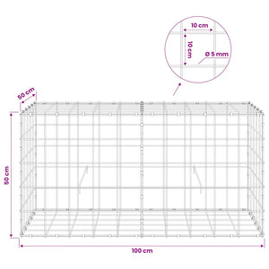 Γκαμπιόν με σύρμα 5 mm και πλέγμα 10x10 cm 100x50x50 εκ