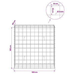 Γκαμπιόν με σύρμα 5 mm και πλέγμα 10x10 cm 100x50x100 εκ - Pakobazaar