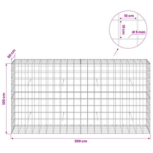 Γκαμπιόν με σύρμα 5 mm και πλέγμα 10x10 cm 200x50x100 εκ - Pakobazaar