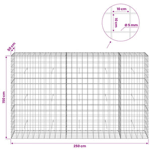 Γκαμπιόν με σύρμα 5 mm και πλέγμα 10x10 cm 250x50x150 εκ - Pakobazaar